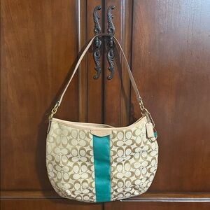 Coach Y2K Beige and Turquoise Shoulder Bag